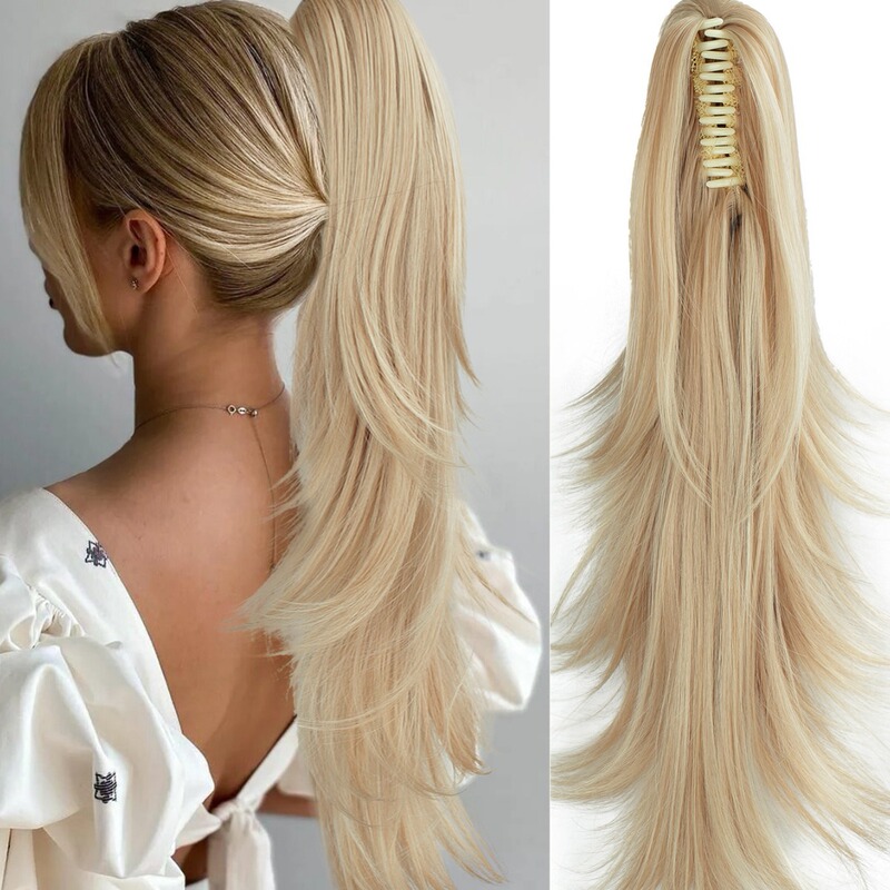 Clip ponytail European and American women's long multi-layer curly ponytail chemical fiber large clip ponytail manufacturers in stock wholesale Clip ponytail European and American women's long multi-layer curly ponytail chemical fiber large clip ponytail manufacturers in stock wholesale