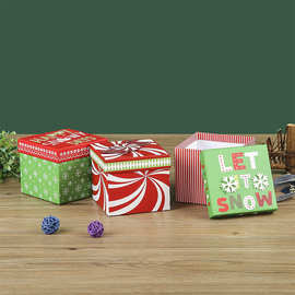 圣诞节礼品盒空盒天地盒 袜子零食节日伴手正方形旅游纪念品礼盒
