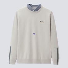 撤柜剪标男装尾货秋冬季男士假两件长袖针织衫保暖商务休闲毛衣男