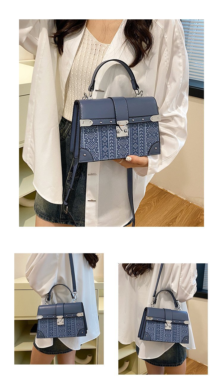 Vintage Women's Embossed Shoulder Bag With Lock Clasp Casual_voghion.com