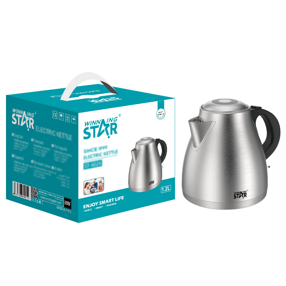 Estrella ganadora transfronteriza 1.2L francés de acero inoxidable hogar pequeño anti-seco quema hervidor de agua Hervidor eléctrico