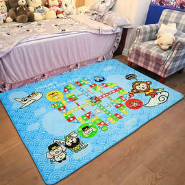 冬季法兰绒飞行棋地毯儿童陪玩地垫游戏卡通卧室防滑垫送木棋子