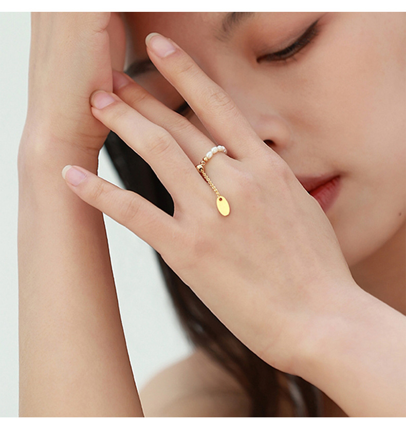 Freshwater Pearl, Brass Chain Material 1 Piece Fashion Solid Color Pearl Beaded Women's Rings