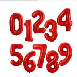 16寸32寸红色铝膜大号加厚数字气球宝宝生日周岁派对教室布置装饰