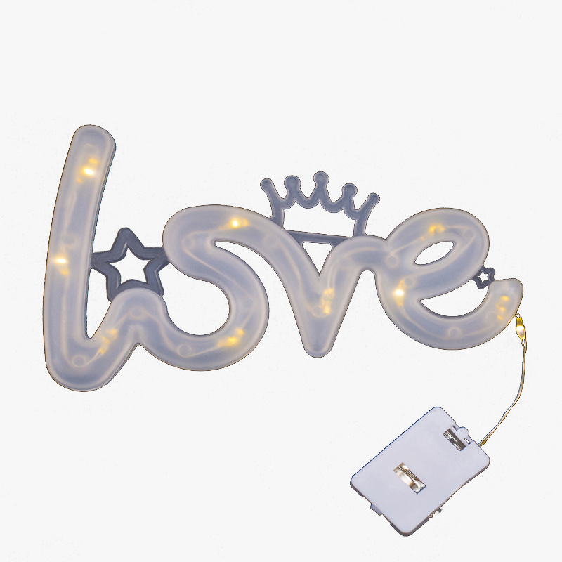 Pequeña caja blanca cadena de luz de cobre lámpara de pastel de cumpleaños día de San Valentín LOVE letra lámpara 520 ramo caja de regalo lámpara decorativa