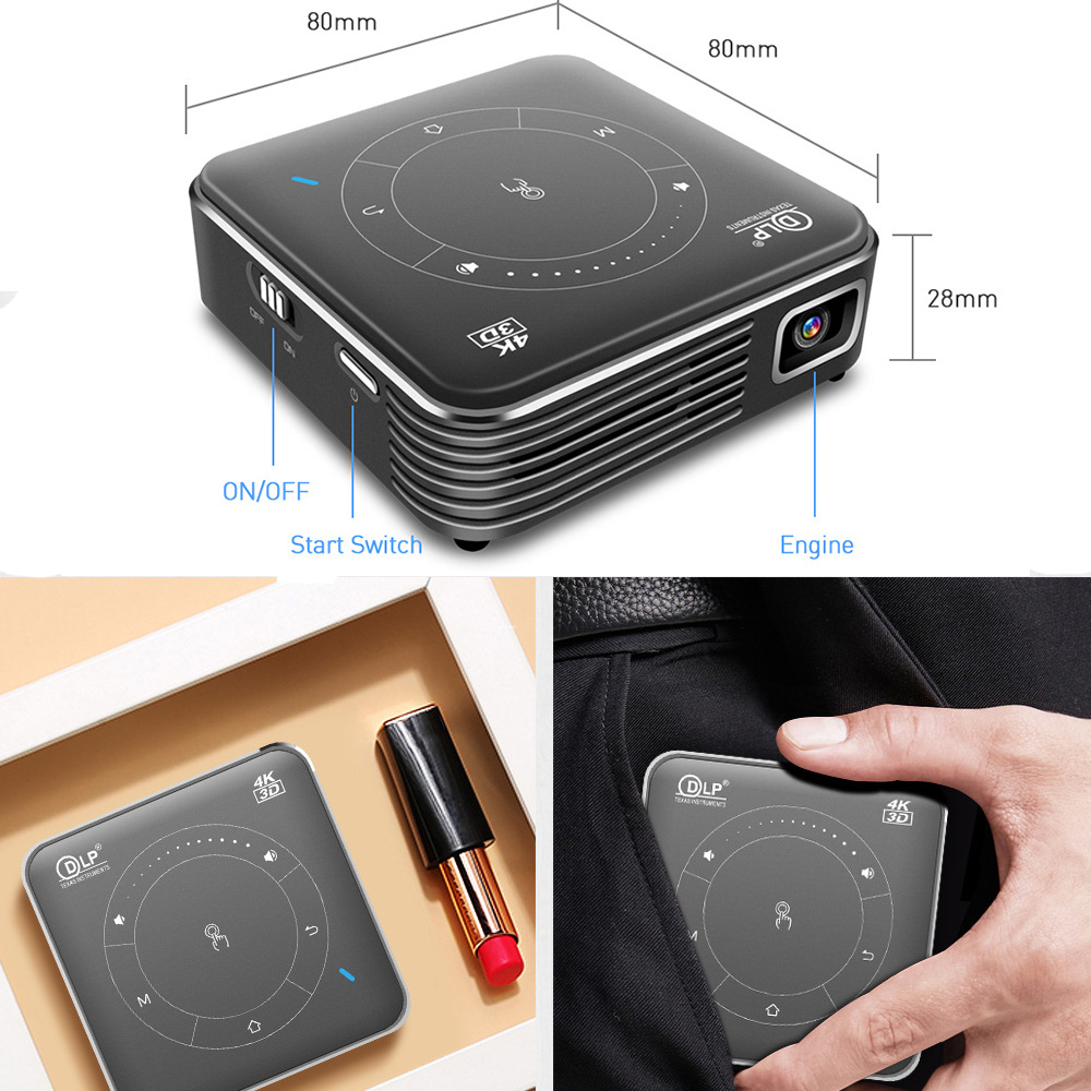 Transfronterizo HD DLP Home Office Proyector 4K portátil inteligente proyector 3D batería incorporada Comercio exterior caliente