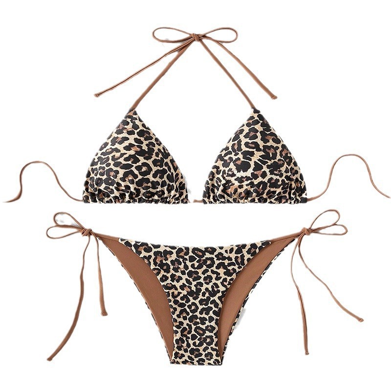 Bademoden-Kollektion 2025: Neue europäische und amerikanische Leopardenmuster-Badeanzüge mit Bindebändern – sexy Bikinis für Damen_voghion.com