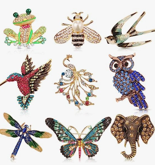 Broche papillon rétro européenne et américaine en alliage incrusté de strass, ornée d'une coccinelle._voghion.com