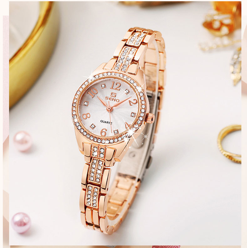 Live streaming alloy fashion set bracelet waterproof women's jewelry buckle quartz watch_voghion.com