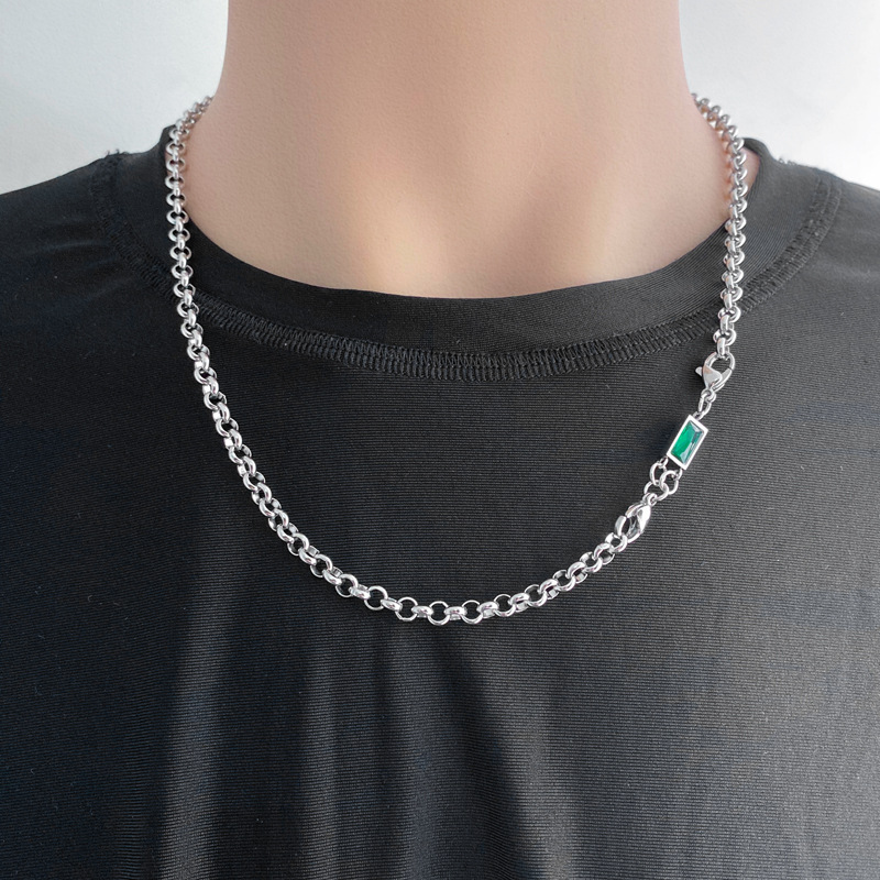 2022 new emerald necklace female ins hip...