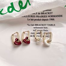 白百合同款红色爱心耳环女 复古港风高级感耳扣ins2022新款潮耳饰