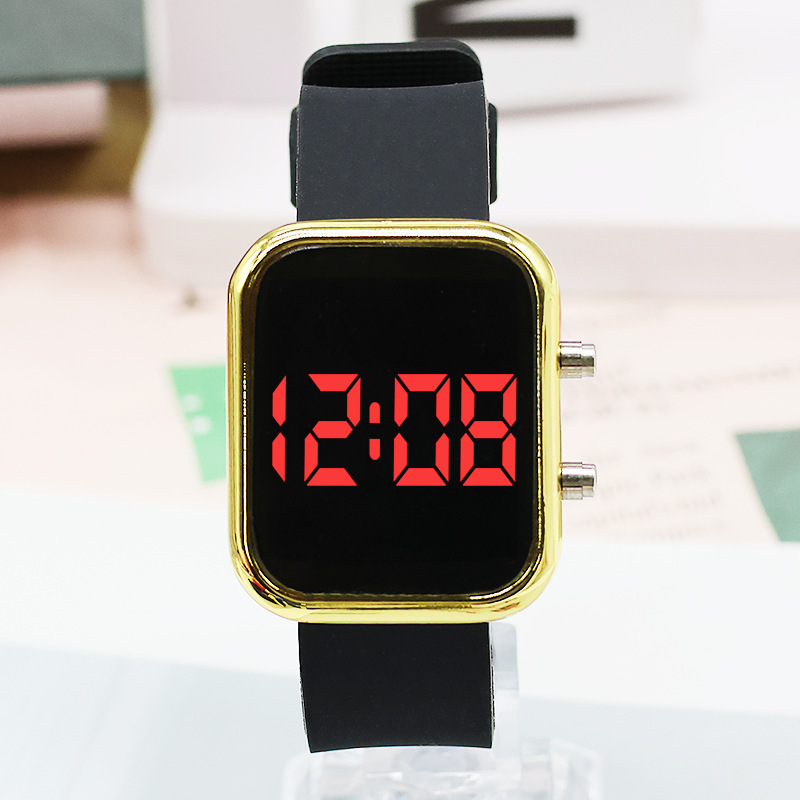 Nuevo botón digital LED luz roja reloj estudiante coreana niños casual retro estilo universitario pareja