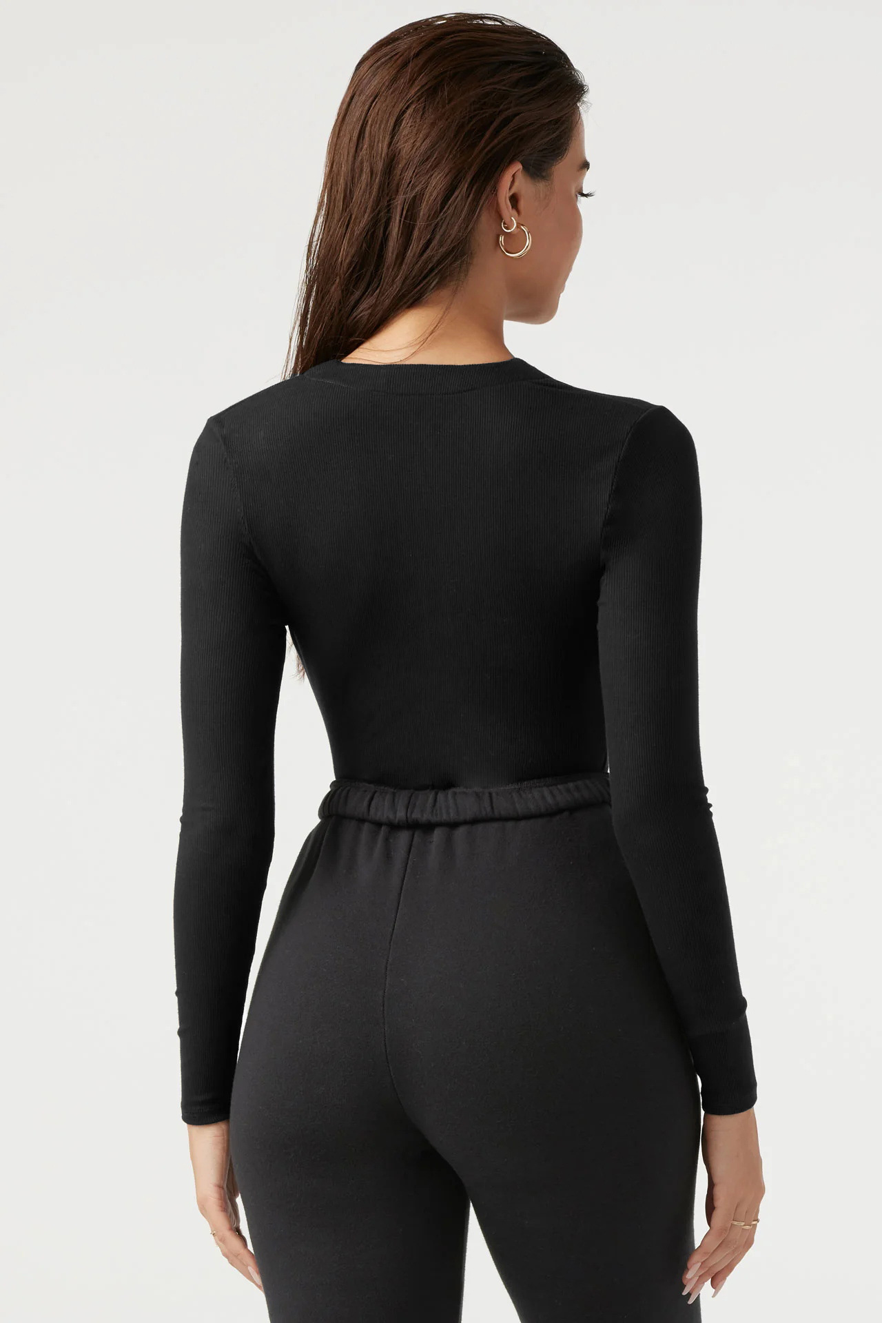 Women's Bodysuit Ribbed Knit Jumpsuit With Versatile Zipper Detail_voghion.com