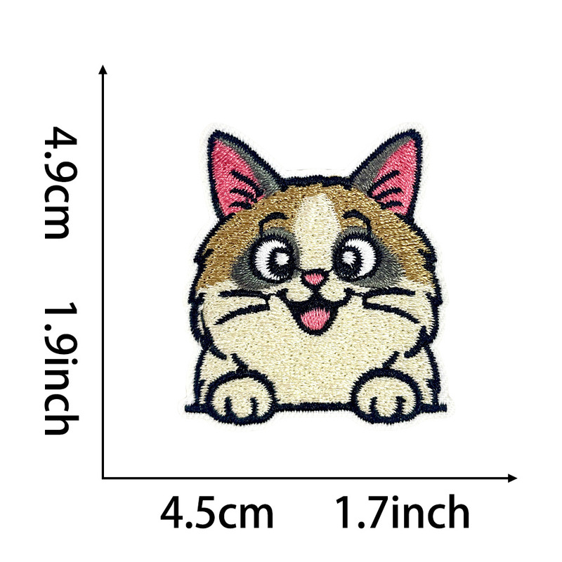 かわいい猫の刺繍布ステッカー、オレンジ猫、三色猫、黒猫など、かわいい表情の粘着アイロン接着パッチ|undefined