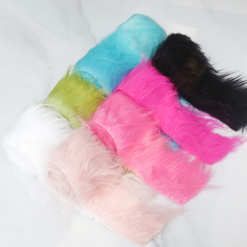 In stock 12 ''plush falling fur background cloth COS decorative imitation wool handmade DIY fake hair long hair ribbon