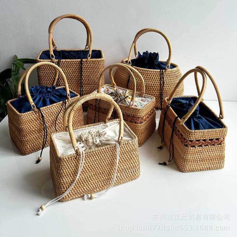 Vietnam Rattan Handbag Handbag Holiday Handbag Handbasket Handmade Bag Tea Ceremony Storage Bag Vintage Pastoral Bag Women's Handbag Vietnam Rattan Handbag Handbag Holiday Handbag Handbasket Handmade Bag Tea Ceremony Storage Bag Vintage Pastoral Bag Women's Handbag