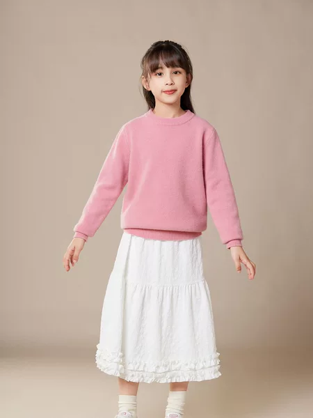 2024 Autumn and Winter New Children's Base Sweater Women's Round Neck Men's and Women's Base Sweater Candy Color Student's Wear