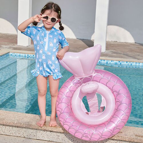 Wanmei ins thickened Internet celebrity pink mermaid seat ring with slit children's mermaid swimming ring infant seat ring