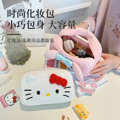 Sanrio Hello Kitty Creative Three-dimensional Cosmetic Bag Cute Cartoon Large Capacity Premium Plush Storage Bag