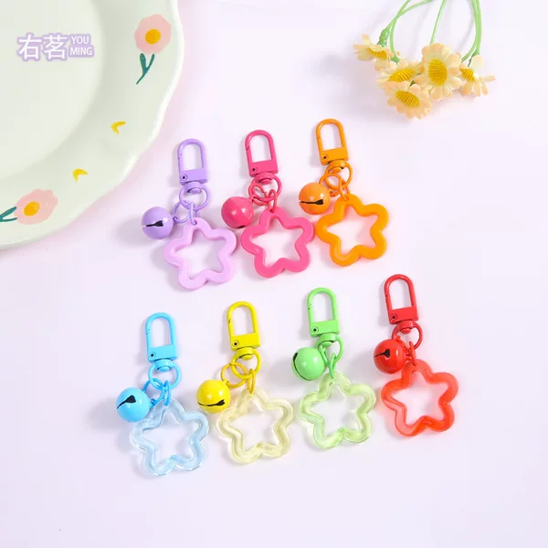 New Creative Hollow Five-Pointed Star Keychain Plastic Fresh Style DIY Bag Pendant Accessories Wholesale for Women