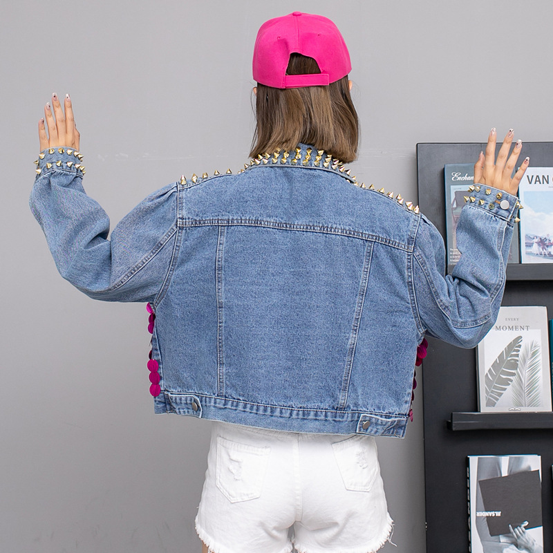 Sequin Design Short Denim Jacket - Image 3