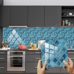 復古藍色瓷磚貼家居翻新改造廚房後擋板浴室吧檯裝飾牆貼