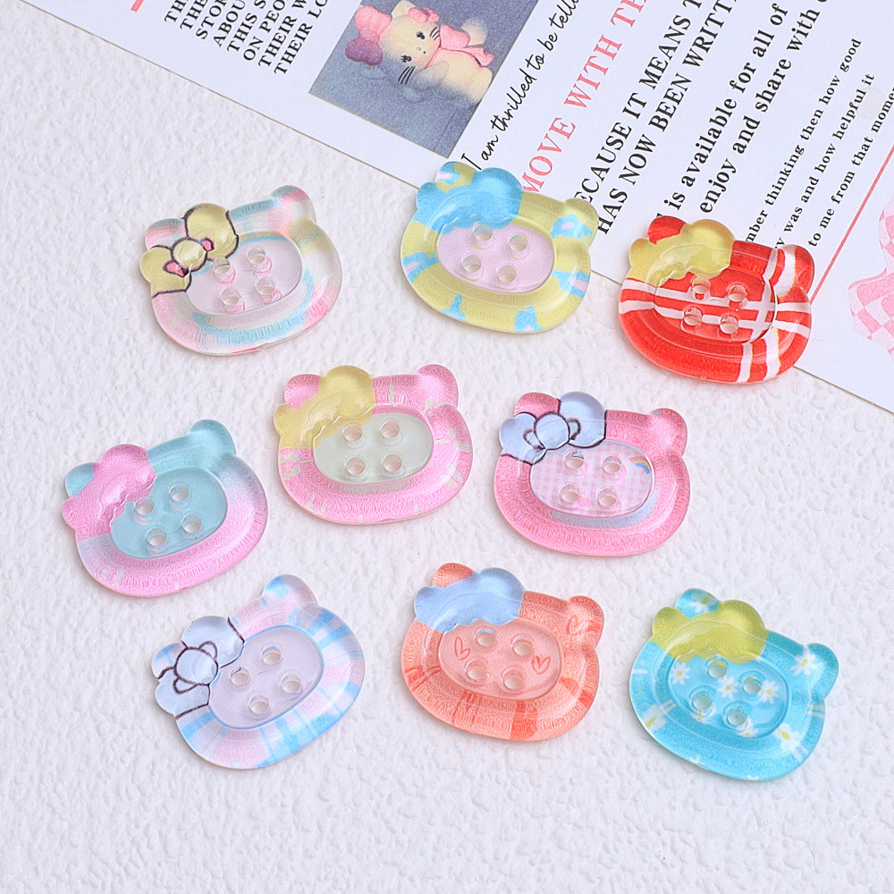 Ice-Through Cartoon Buttons Creative Handmade DIY Jewelry Cream Glue Resin Small Accessories Hole Shoe Buckle Material Package