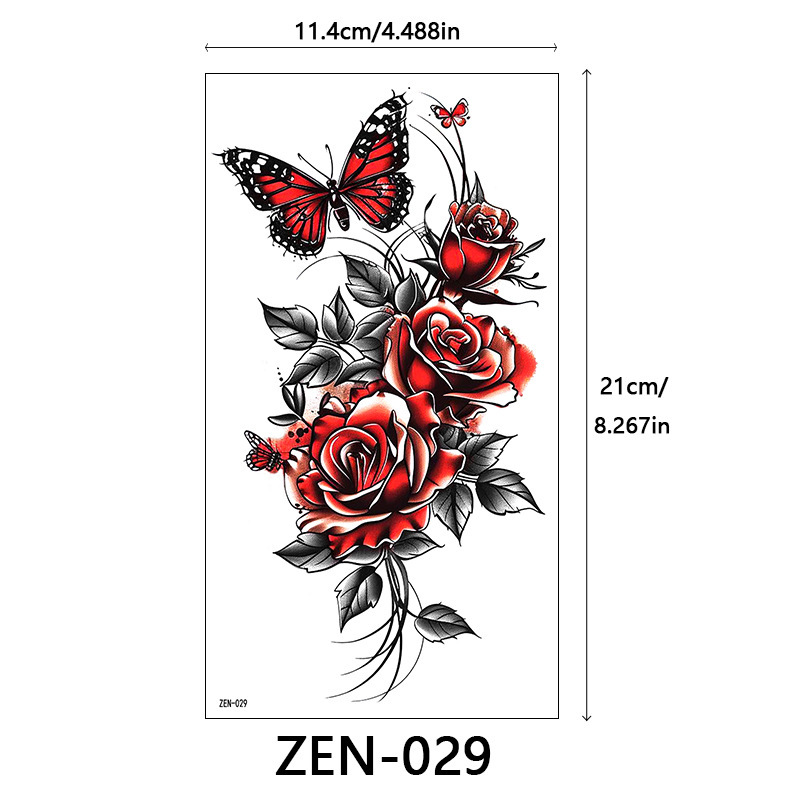 新品跨境 ZEN小全臂纹身贴半臂纹身贴动物花朵万圣节纹身贴tattoo|undefined