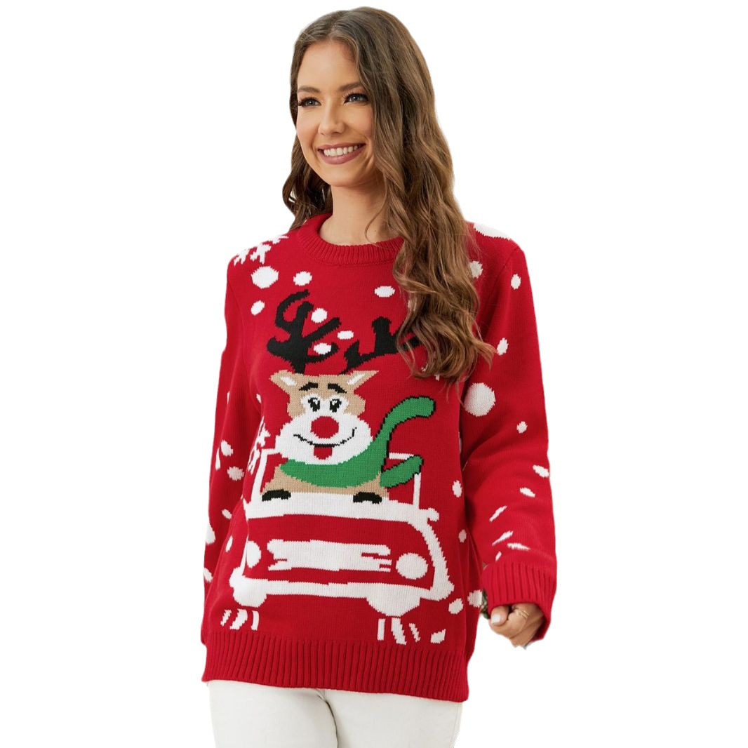 Tongxiang kilde sweater producent grænseoverskridende udenrigshandel kvinders jule elg sweater fortykket rundhalset julesweater til kvinder