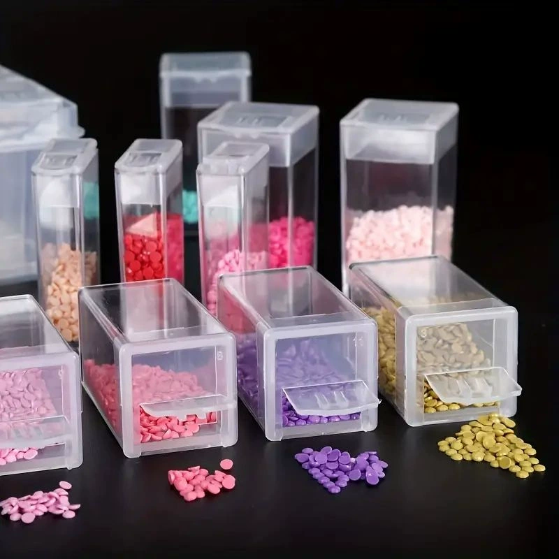 Universal storage system, accessory for manicure, transparent plastic storage box, 64 cells