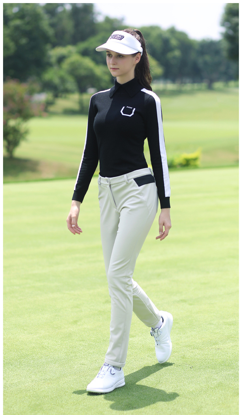 Áo len nữ dài tay PGM chơi golf thu đông chống lạnh — YF424-Đen, YF424-màu đỏ, YF424-màu trắng chi tiết 10
