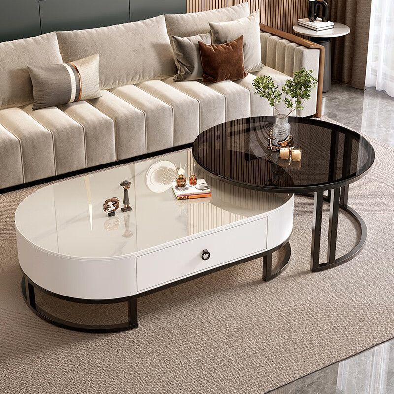 블랙 프레임 화이트 캐비닛 (블랙 유리 + 유광 스노우 마운틴 화이트)