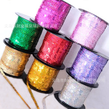 厂家批发6mm彩色珠片花边 服装辅料财金花边 连线镭射亮片花边