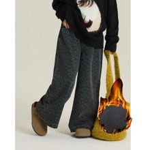 女童2025新款裤子中大童豹纹冬季牛仔裤洋气儿童筒裤加厚加绒休闲