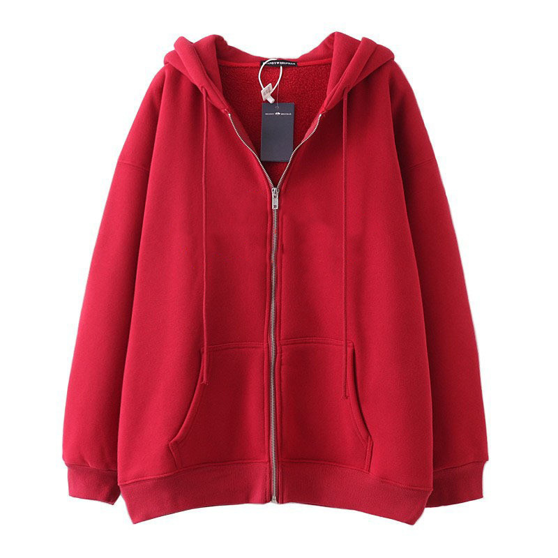 Foreign Trade Cross-Border Aliexpress Hoodie Jacket Sweatshirt Casual Drawstring Zipper Hoodie with Pocket