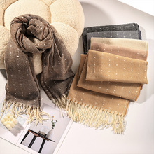 特色爱心圈圈纱仿羊绒围巾 冬季保暖氛围感雪花人字纹流苏披肩潮