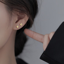 气质轻奢新款方糖耳钉女简约迷你闪钻方块耳饰时尚百搭设计感耳饰