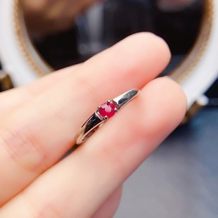Factory Wholesale Popular Natural Ruby Ring S925 Silver Inlaid Main Stone 3*3 Hot Selling European and American Dropshipping