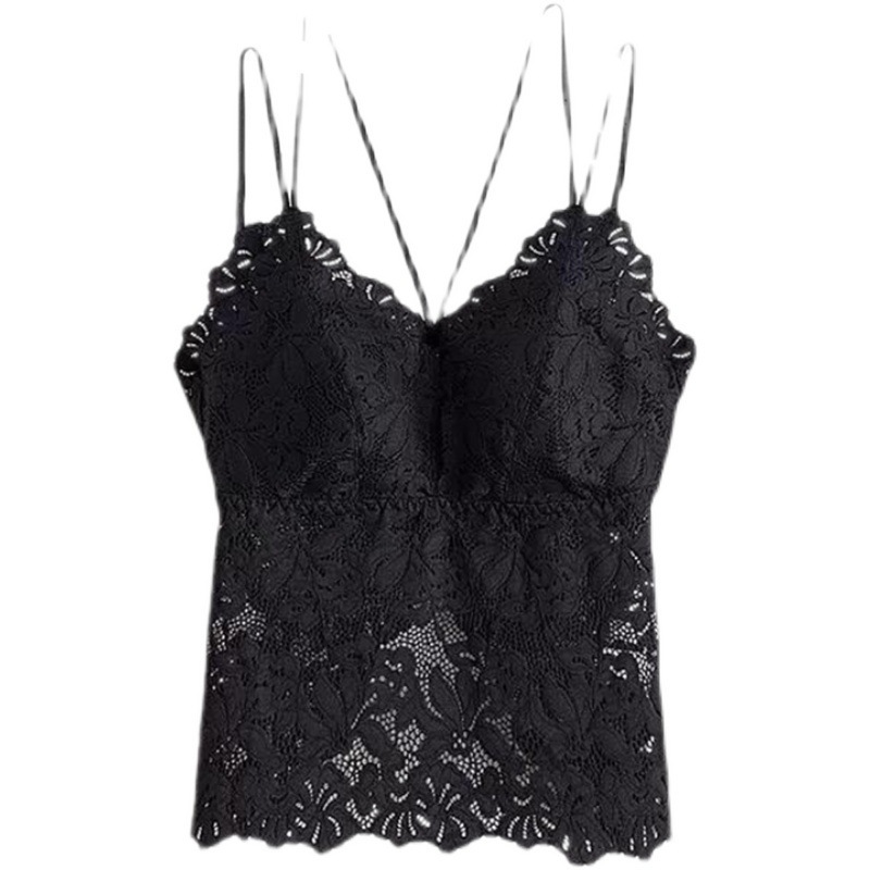 Hermosa espalda chaleco de encaje de cinturón de mujer cojín de pecho sin vestir sostén sin marcas de tamaño grande versátil con ropa interior transpirable