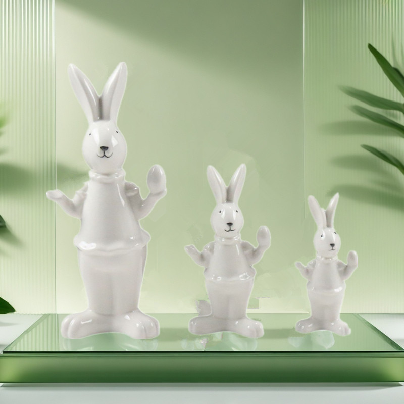 Animal abstracto nórdico decoración artesanía de cerámica minimalista moda moderna creativa decoración suave conejo comercio exterior al por mayor