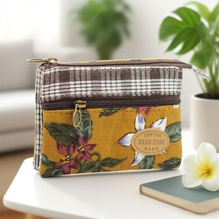 New Nine-Color Flower Multi-Layer Cotton Small Coin Coin Bag Women's Fabric Silver Bag Fashionable 4-Layer Small Bag