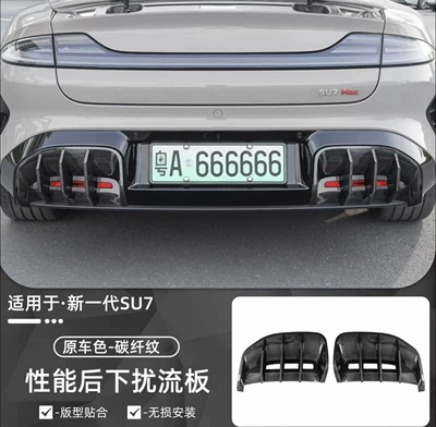 Suitable for Xiaomi YU7/New Spoiler - xiaomi-su7-old-modelnew-model-carbon-fiber-glossy-black-spoiler-decorative-frame2-piece-set