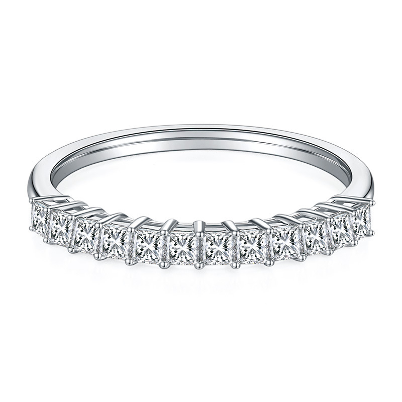 Nuevo estilo transfronterizo venta caliente estilo europeo y americano S925 plata de ley con incrustaciones de platino Moissanstone anillo clásico simple para mujer