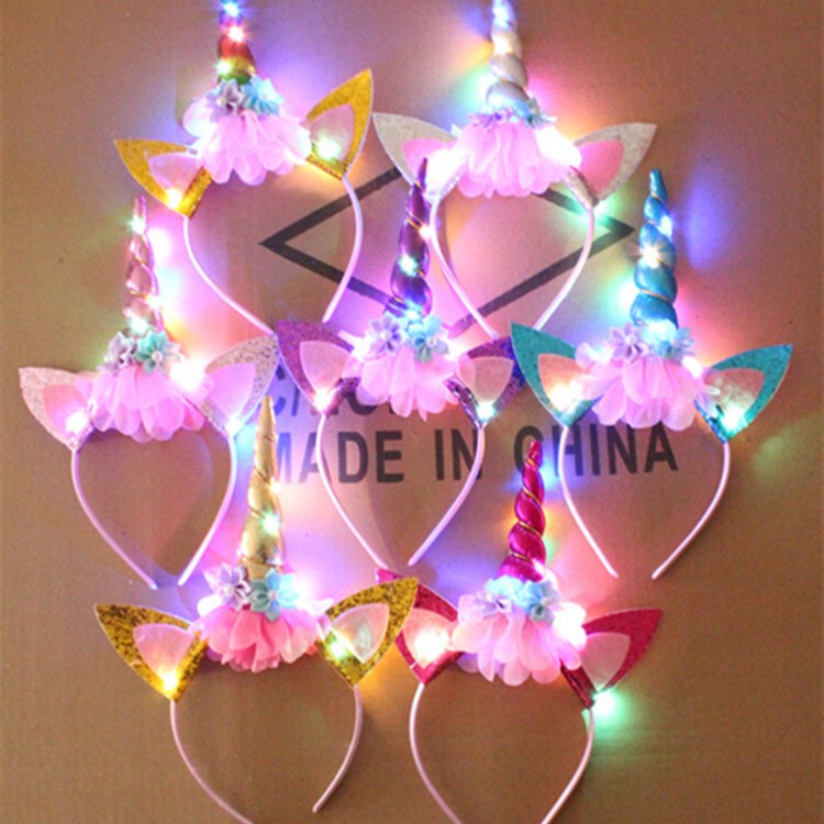 New holiday children's headband unicorn luminous headband props toy concert headband cute tremolo headband