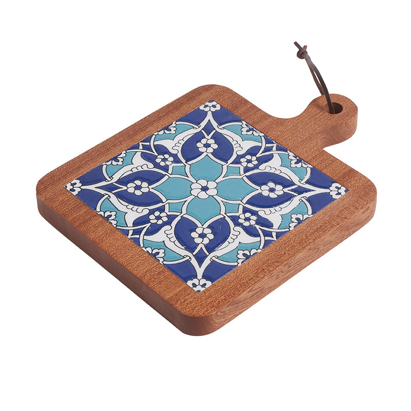 Madera maciza vintage azulejo mantel estera de aislamiento estera de mesa creativa anti-escaldado cazuela estera olla grande japonés nuevo