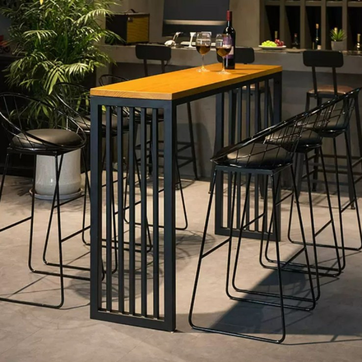 T-Bar Table for Home Balcony Leisure High Table Commercial Milk Tea Shop Coffee House Wall-Mounted Long Narrow Table and Chair Set