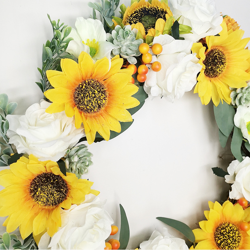 跨境亞馬遜新品花環(huán) 向日葵花環(huán) 情人節(jié)復(fù)活節(jié)裝飾品掛件門掛