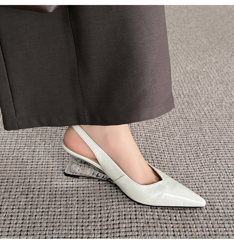 Sandal cao gót nữ mũi nhọn quai hậu đế xuồng gót 7.5 cm — Hồng nhạt 7.5cm, Hồng nhạt 3.5cm, Trắng kem 7.5cm, Đen 3.5cm chi tiết 19