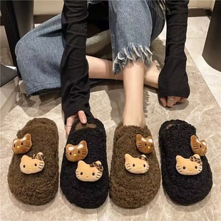 Hello Kitty Mao tuo autumn and winter 2024 new thick bottom cartoon soft warm Baotou cotton tuo cross-border wholesale