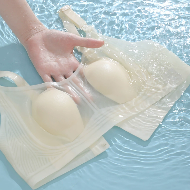 Бесшовное легкое и прохладное нижнее белье для грудного вскармливания Ультратонкая чашка кролика Антибактериальная латексная прокладка с открытой пряжкой на бюстгальтере для кормления грудью